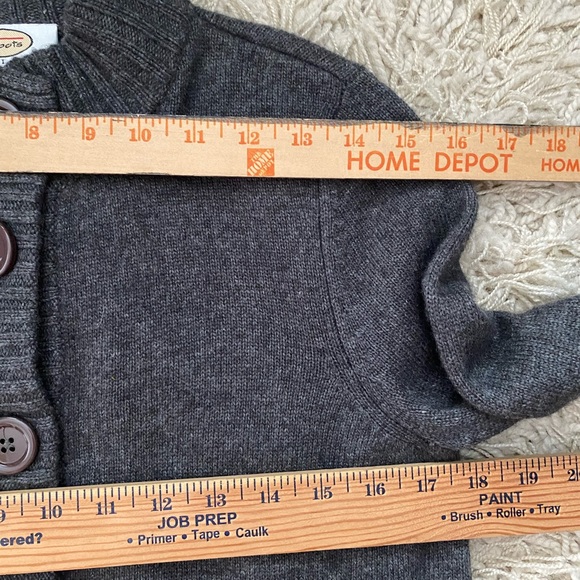 Talbots Cashmere Merino Wool Sweater Cardigan Gray Bell Sleeves Mock Neck - Picture 9 of 10